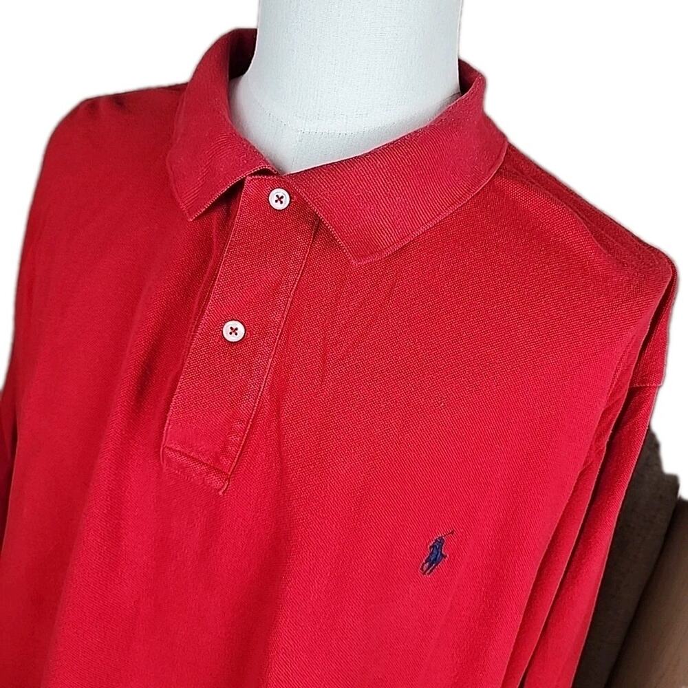 Polo Ralph Lauren Polo Shirt Men’s 4XB Red Blue Pony Logo Long Sleeve Rugby